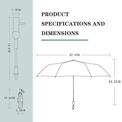 Miniatura 8 de Paraguas con clip para parasol de cochecito, ángulo de dirección ajustable, mango incluido, compacto y ligero, adecuado para todo tipo de cochecitos