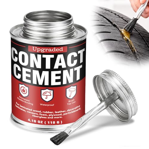 Contact Cement with Brush, Heavy Duty Neoprene Contact Adhesive, Flexible, Strong Bonding, Strong...
