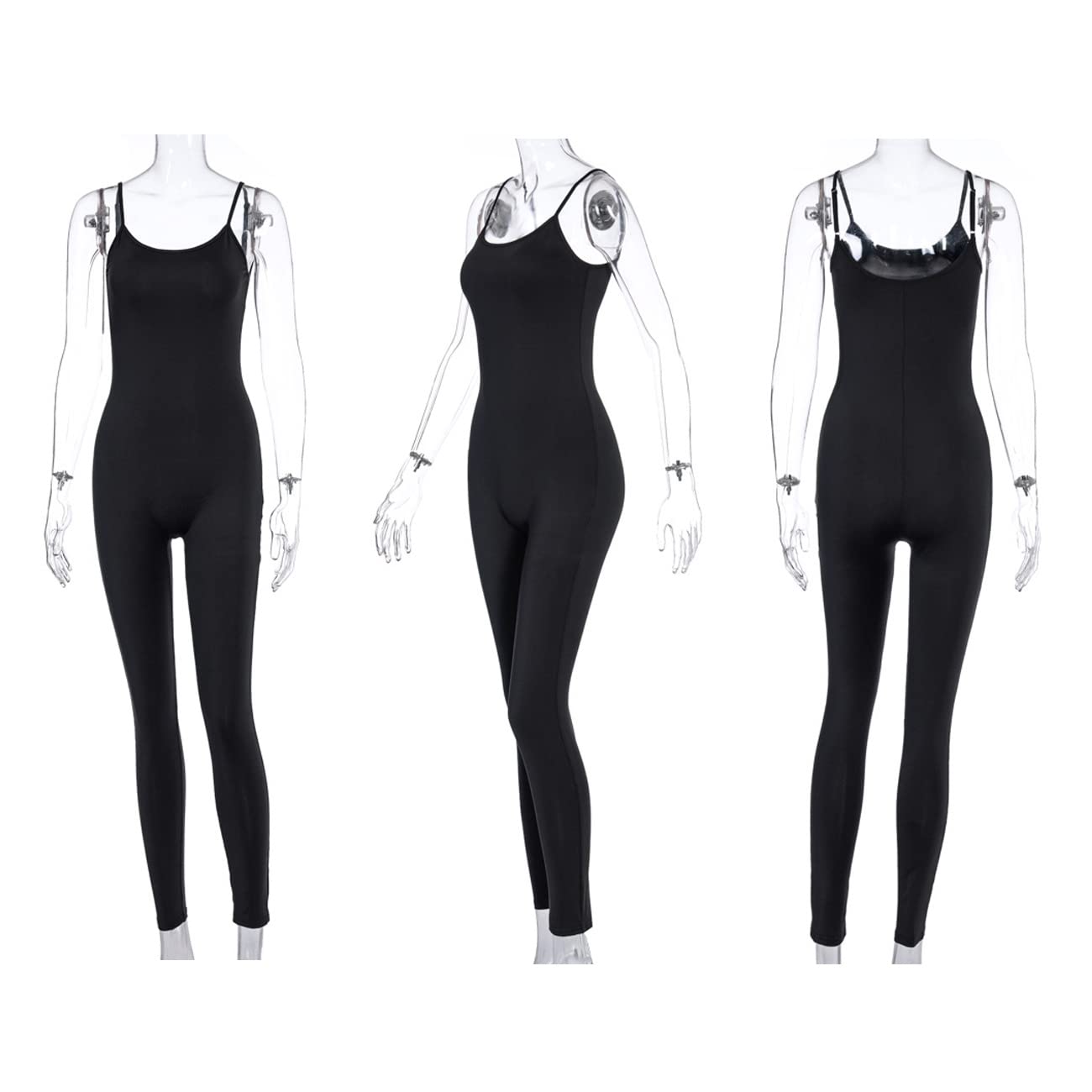 Tuta Intera Donna Spaghetti Aderente Tutina Sexy Elegant Sportiva Jumpsuit Elastica Senza Manica Romper Bodysuit Pantaloni Per Yoga Gym Fitness Esercizio Clubwear