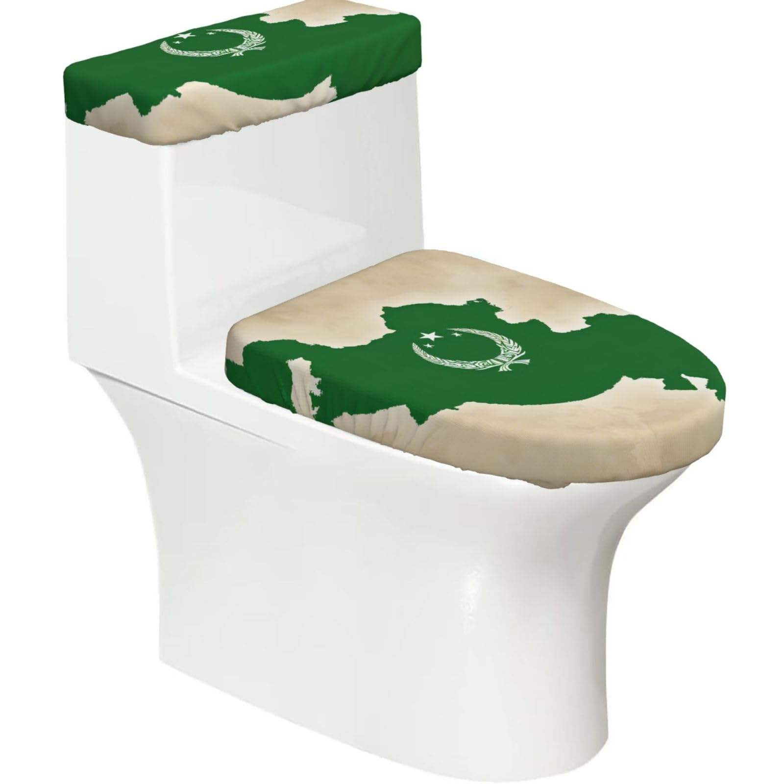 Republic Of Uzbekistan Flag Map01 Print Bathroom Decor Toilet Lid Cover And Tank Covers, Restroom Accessories Fits Most Round