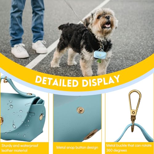 Image of 3Pcs Dog Poop Bag Holder with Clip, Stylish Leather Dog Poop Bag Dispenser for Leash, Cute Pet Dog Waste Bag Holder Carrier for Walking Camping