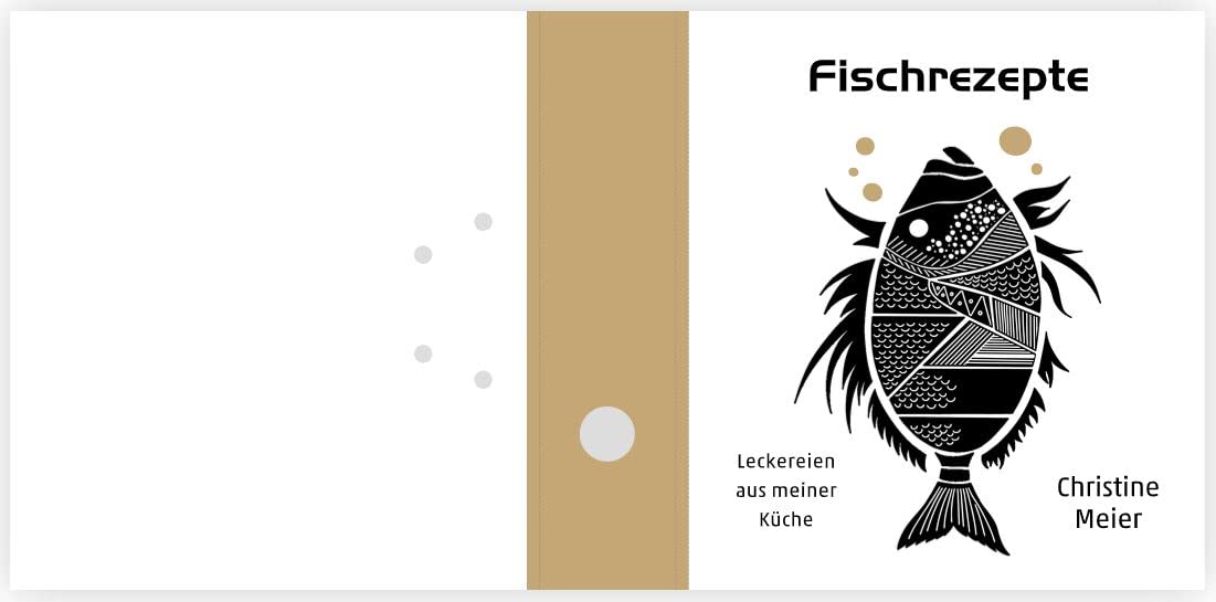 Ringordner/Ordner | Wunschtext bedrucken lassen | Fischrezepte | Ohne Griffloch | für DIN A4 | personalisiert | 7,4 cm breit | Kochbuch (Mit Griffloch)