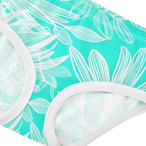 White Floral Aqua Little Girl Panties Girls Underwear Toddler Cotton Animals Briefs Kids Undies 2t4