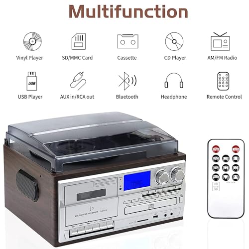 WENNEWU Tourne-Disque 9 en 1, avec Haut-Parleurs IntéGréS, Tourne-Disque Bluetooth RéTro, Platine Vintage Bluetooth 3 Vitesses, Lecteur CD, pour Le Divertissement,A - Les Beatles, Paul McCartney, John Lennon, RIngo Starr, George Harrison WENNEWU Tourne-Disque 9 en 1, avec Haut-Parleurs IntéGréS, Tourne-Disque Bluetooth RéTro, Platine Vintage Bluetooth 3 Vitesses, Lecteur CD, pour Le Divertissement,A – Image 3