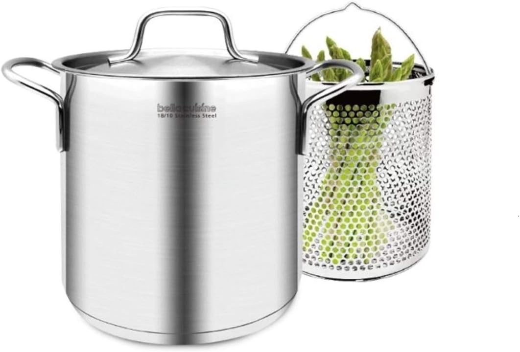 18-10 Stainless Steel Pasta Pot Multipot Induction Cookware with Lid, 4.7 Quart 4.5L