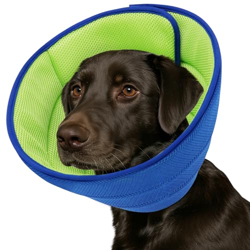 Soft Dog Cone Collar Alternative - Adjustable Comfy Cones for Large/Medium/Small Dogs to Stop Licking After Surgery, Comfortable Fabric Elizabethan Collars, Head Cone of Shame for Neuter Recovery (M)