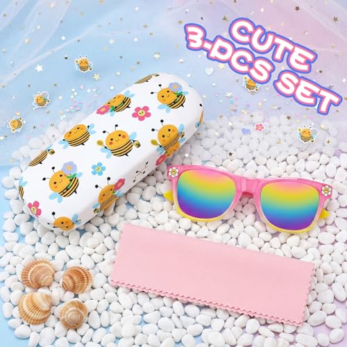 Image of Kids Sunglasses for Girls with Eyeglasses Case for Party Beach Dress Up Glasses
