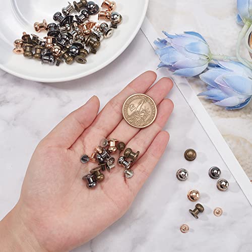 Image of GORGECRAFT 40 Set 4 Colors 8mm Round Head Screw Button Studs Chicago Screw Rivets Post Fastener for Home DIY Leather Repairs Craft Luggage Jackets Wallet Handbag Decoration Hardware Accessories