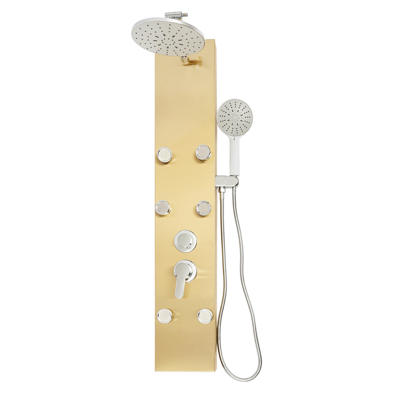 Duschsystem, 110x20x6.7 cm Badezimmer Duschset, Wandmontiertes Duschpaneel Duschset, Kopfbrause und Handbrause für Badezimmer in Privathaushalten, Hotels (Gold)