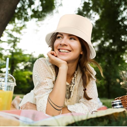Image of 36 /24 /12 Pcs Bucket Hats for Men Women Bulk Cotton Fishing Cap UV Protection Beach Foldable Solid Color Sun Cap