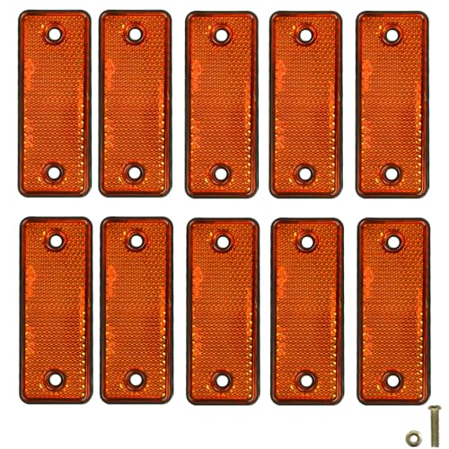 Image of 10 Pack Yellow Screw on Rectangular Reflectors for Mailbox, Motobikes, Trailers, Trucks, Boats, Suv's, RV's