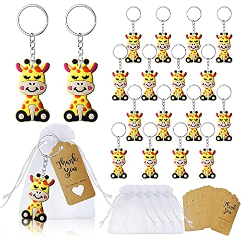 Luccyle 30 Sets Baby Shower for Guest Gift,Giraffe Keychains Party Favors Include Keychains Organza Bags Thank You Kraft Tags,Baby Shower Gifts for Guests Cover