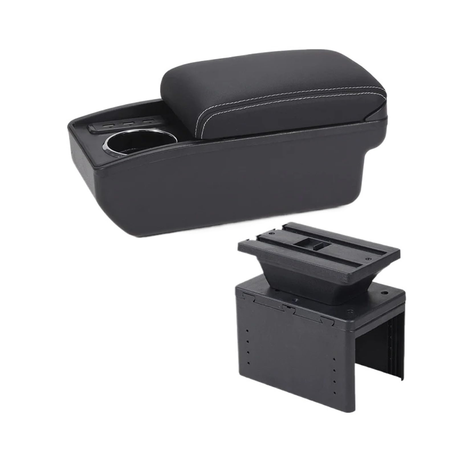 Umdjju B3 Black White 6Usb Universal Car Armrest Model Box Accessorie Auto Storage Modification Interior Retrofit Parts Dedicated Car Centre Console Armrest Box(B3 Black White 6Usb)