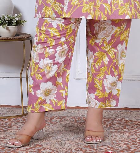Image of NISHIRE Women's Cotton Floral Co-ord Kurta Set, Plus Size Stylish Ethnic Wear Set