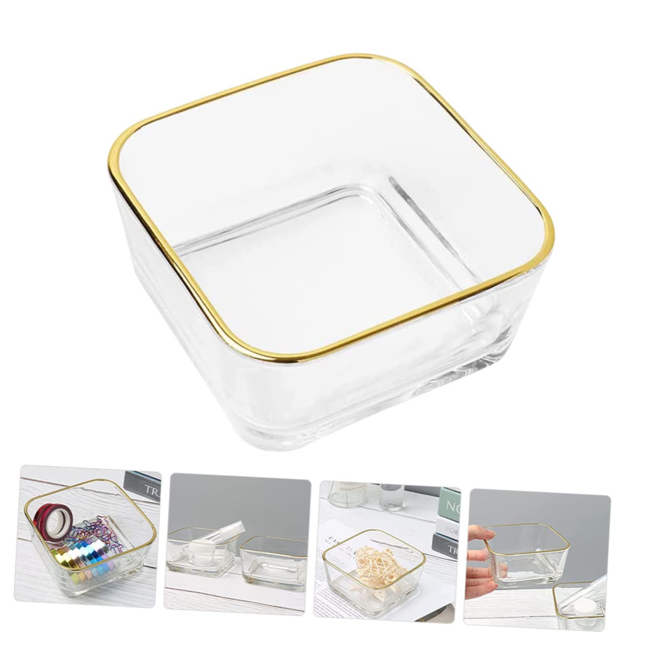 DOITOOL Desk Paper Clip Holder Gold Rim Paper Clips Organizer Dispenser Organizer Set Office Tool
