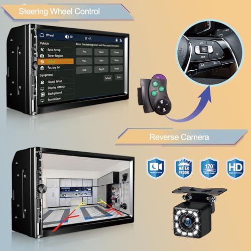 Wireless Apple CarPlay - 7 Inch Car Stereo -Double Din Car Radio Android Auto,Bluetooth 5.2,IPS 1024 * 600 Display,FM Radio, Backup Camera,Online Navigation,178 * 100mm,Car Audio Receivers - Image 6