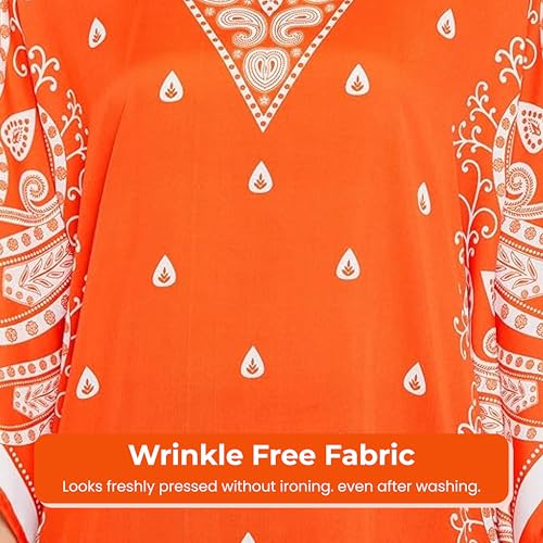 Image of Oussum Plus Size Kaftan Dresses for Women, Polyester Summer Caftan Cover Up Maxi Beach Dress, 1X-3X