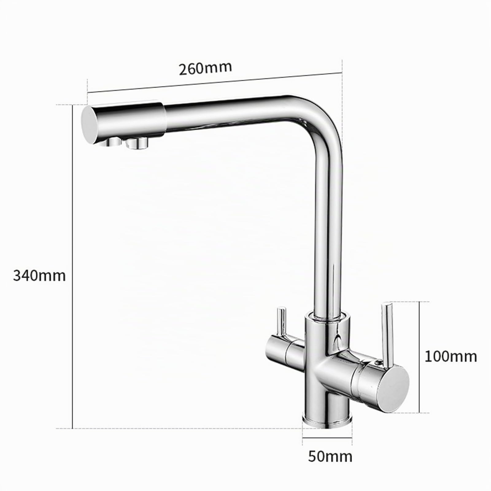 XJTNLB Rubinetto Cucina 3 Vie per Depuratore Bianco Rubinetto Lavello Cucina con Doppio Manopole Rubinetto a Osmosi Miscelatore Tre Vie