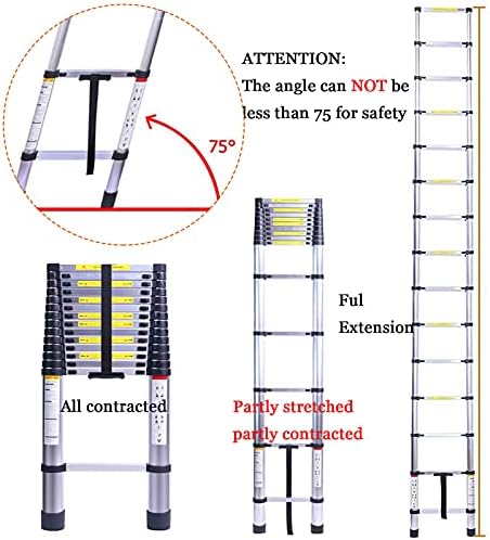 Lightweight Adjustable Extension Ladder - Non-Slip Design with Spring Lock - Perfect for Home, Office & Outdoor Use - Safe & Portable Tool for Easy Access