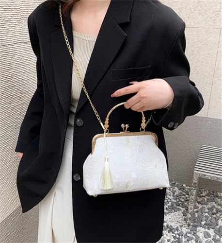 Retro Shoulder Handbag for Women Kiss Lock Chain Clutch Purse Elegant Crossbody Evening Bag for Party Prom 20253