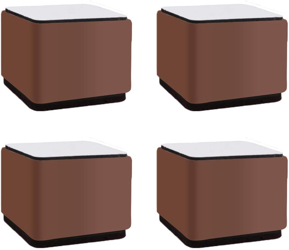 Furniture Legs Metal Table Legs Furniture Feet 6×6×5cm Square Feet Replacement Furniture Risers Legs Couch Legs Sofa Desk Legs Bed Cabinets Risers 4pcs(Brown)