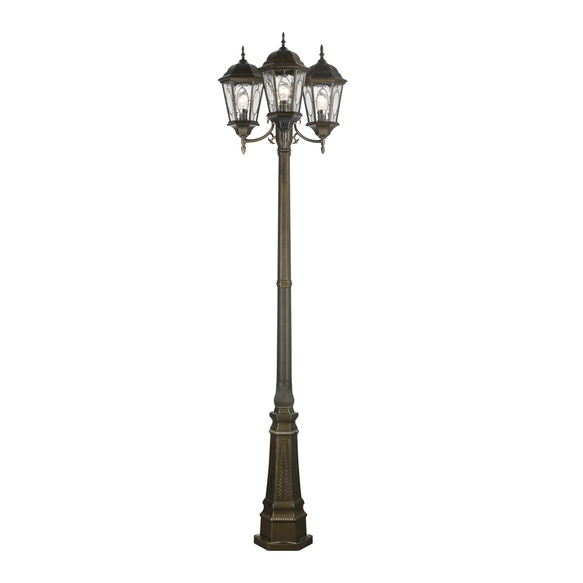 Trans Globe Lighting 4719 BRZ Villa Nueva Collection 96 Inch Three Light Outdoor Lamp Post Set I Bronze Finish I Traditional Style Light Fixture I