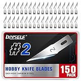 DIYSELF #2 Exacto Knife Blades, Exacto Replacement Blades, Hobby Knife Blade Refills with Storage Case, 150 Pack Art Knives Blade for Craft, Scrapbooking, Cutting (#2)