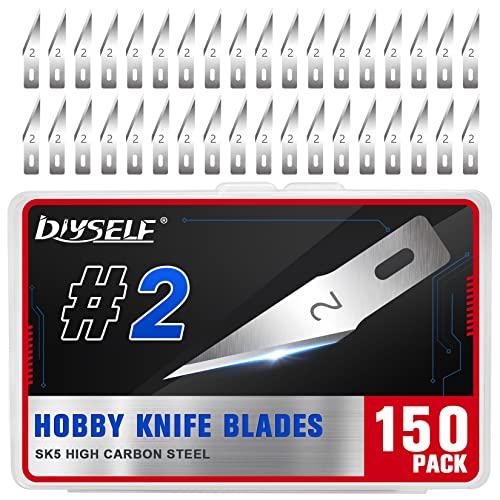 DIYSELF #2 Exacto Knife Blades, Exacto Replacement Blades, Hobby Knife Blade Refills with Storage Case, 150 Pack Art Knives Blade for Craft, Scrapbooking, Cutting (#2) by DIYSELF - Used condition - US$9.25