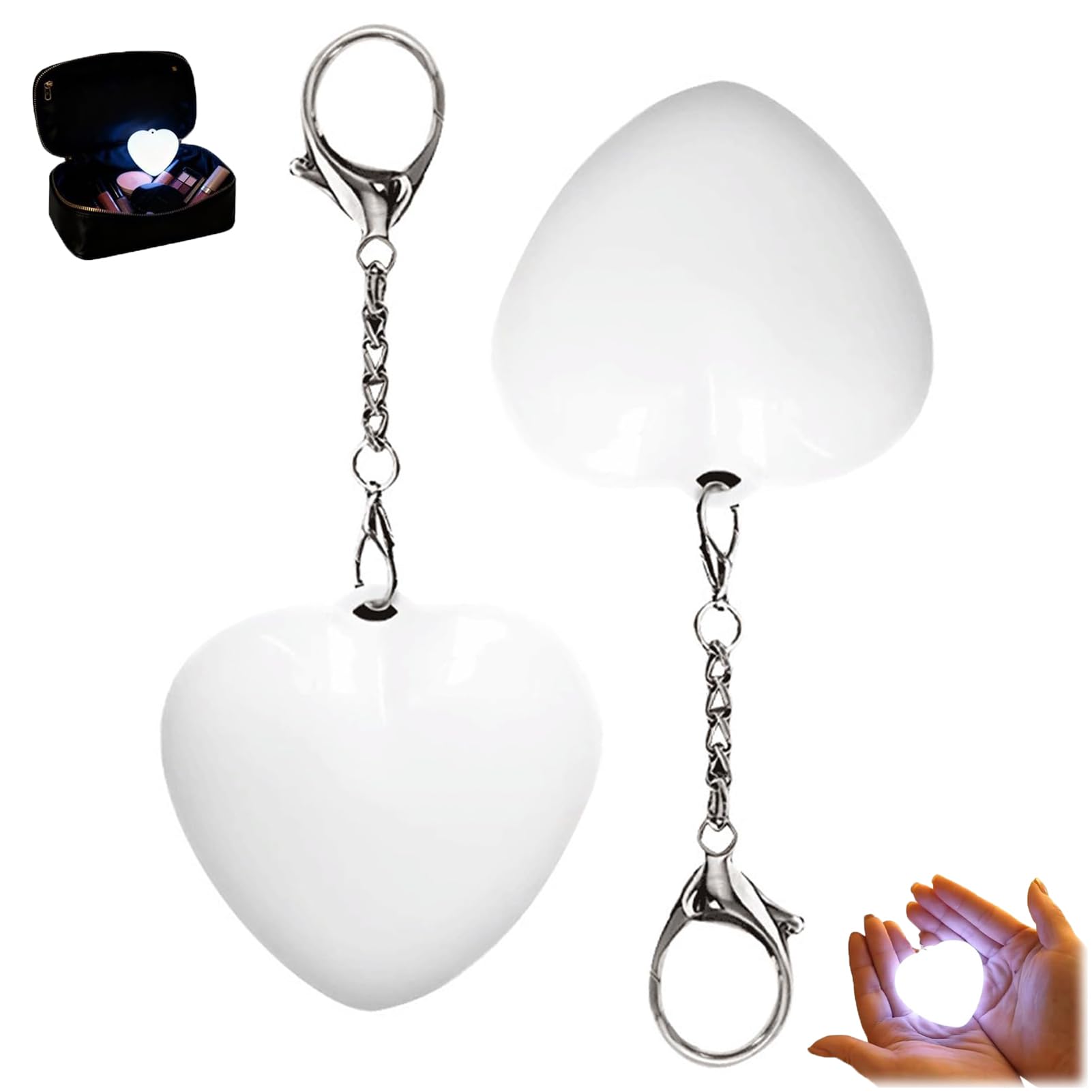 Love Wallet Tote Bag Touch Sensing Light, Touch Sensor Purse Light, 2PCS Rechargeable LED Automatic Glow Lights, Heart Shape Handbag Lights for Women (Wihte 2pcs)