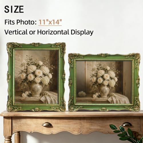 Image of Saysmile 8x10 Vintage Picture Frames, White Antique Gothic Frames with Glass Front, Elegant Photo Frame for Wall or Tabletop Display, Retro Wall Picture Frames For Home Decor, Gift Ideas
