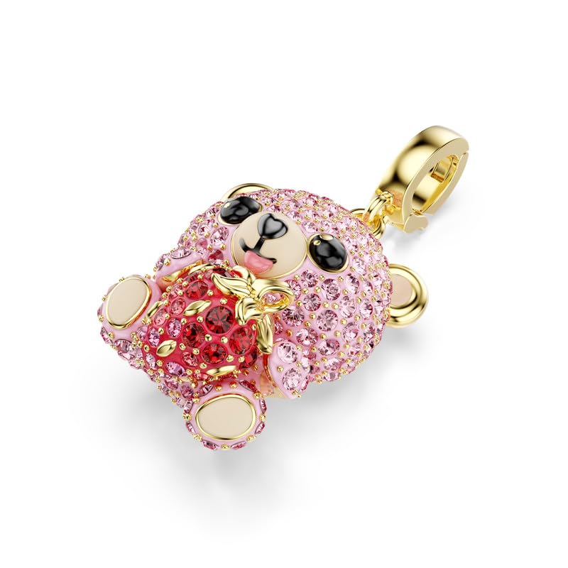 Charm oso rosa Swarovski Idyllia con cristallo de corte mixto chapado en oro 5