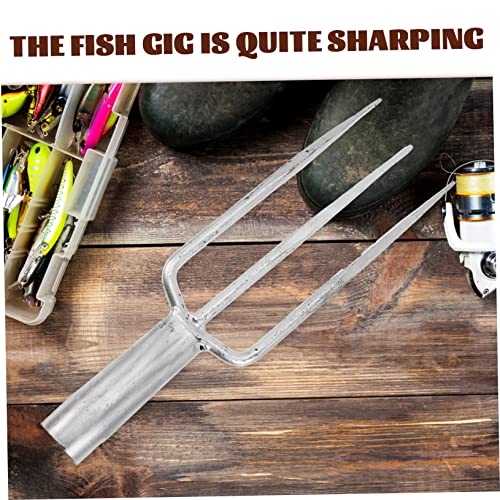 Outdoor Tools Multipurpose Tool Pro Tools Frog Spear Hunting Spear Frog Gig Gardening Weeder 3 Prong Head Fish Fork Log Roasting Fork Burner Silver Iron - Thumbnail 3