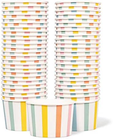 MATICAN Paper Ice Cream Cups - 50 Count 11oz Disposable Bowls With Gold Polka Dots