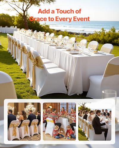 Image of VEVOR Chair Covers, Polyester Spandex Chair Cover, Stretch Slipcovers for Wedding Party Dining Banquet Flat-Front Chair Covers (White-c, 32PCS)