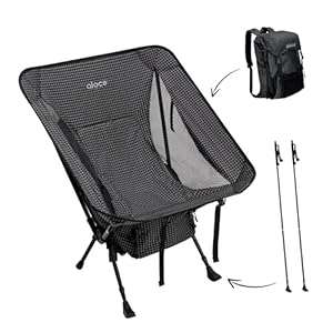 Alocs 3-in-1 Camping Chairs, Backpack Wearable Chair with Aluminium Trekking Poles, Fishing Chair for Hiking Backpacking Climbing Hunting and Outdoor