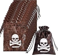 RICHNESS ELX2201 Piraten-Geschenktüten mit Kordelzug, 11,4 x 16,5 cm, Kuhhaut, für Partygeschenke, 12 Stück
