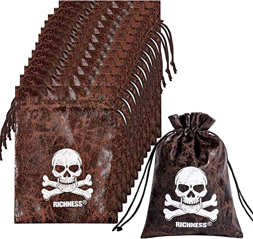 RICHNESS ELX2201 Piraten-Geschenktüten mit Kordelzug, 11,4 x 16,5 cm, Kuhhaut, für Partygeschenke, 12 Stück