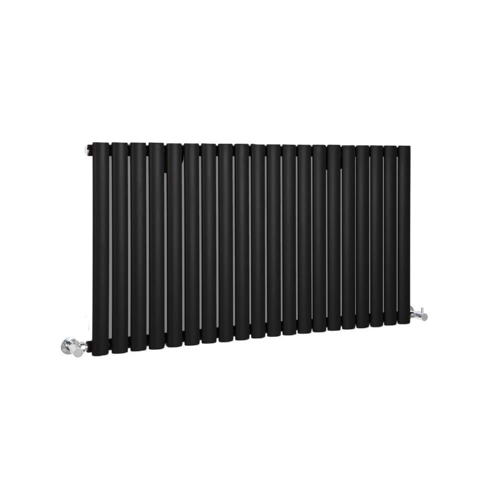 Milano Black Aruba Horizontal Single Oval Panel Radiator - 635Mm X 1180Mm