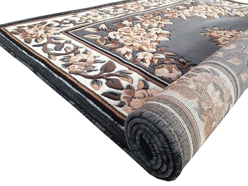 Image of Soft Premium Grey Carpet 5x7 ft - Washable, Anti-Skid, Fade-Resistant Acrylic Rug for Living Room, Hall, Bedroom, Modern Decor