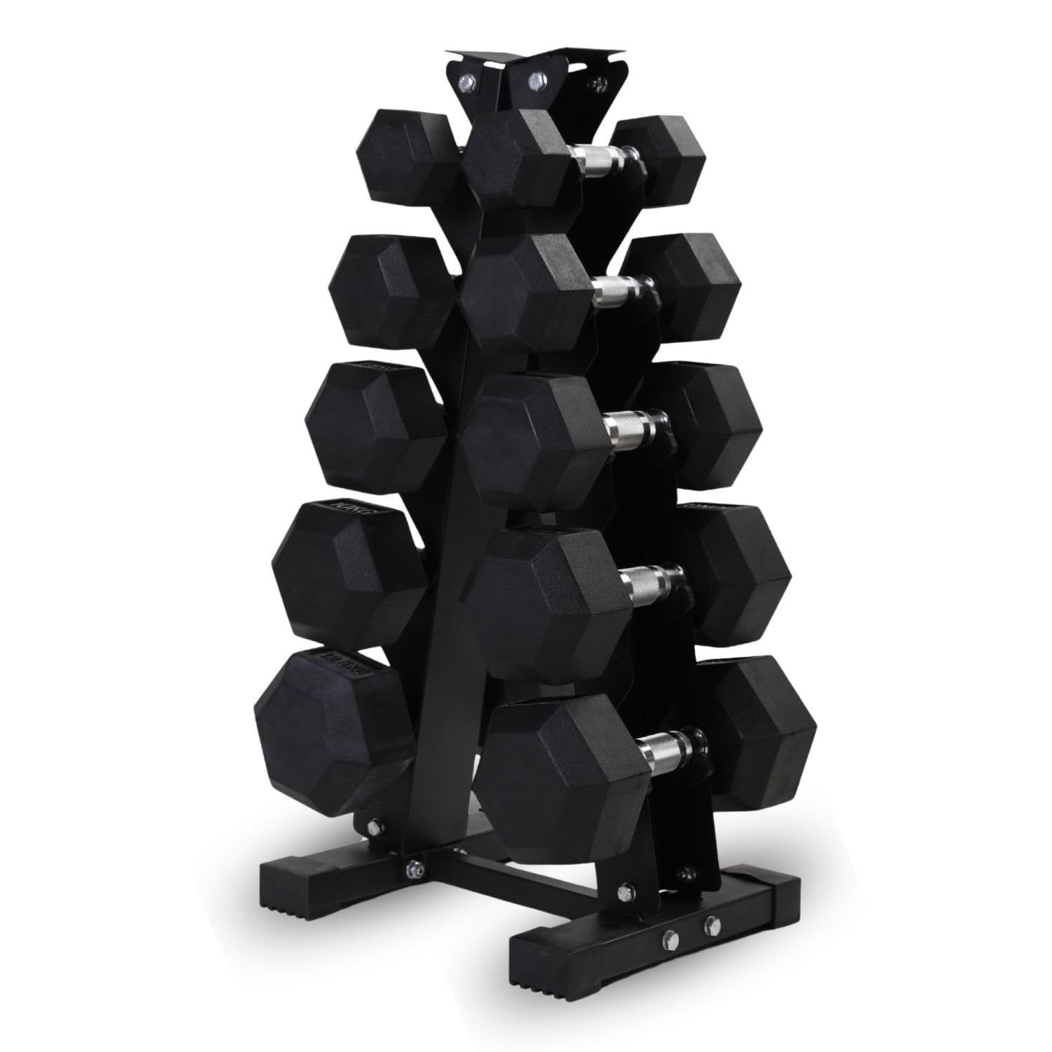 NORTHERN Hex Dumbbell Set 2.5kg-12.5kg with 5-Tier A-Frame Dumbbell Rack - Weight Set & Storage Stand for Home Gym Strength Training