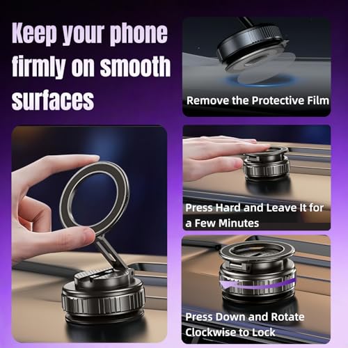 GEYUTHS Magnetic Vacuum Car Phone Holder with Strong Suction Cup 360 Adjustable Foldable - image 7