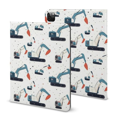 Coque iPad Pro 11 pouces avec motif excavatrice dessin animé et porte-crayon