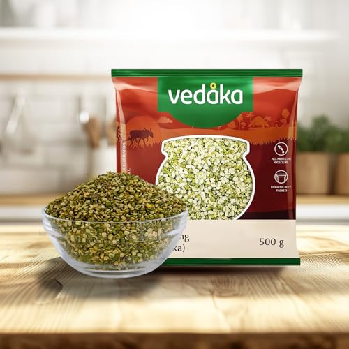 Image of Amazon Brand - Vedaka Popular Unpolished Green Moong Split (Chilka), 500 g|Naturally Rich in Protein |Naturally Cholesterol free