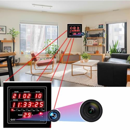 Image of Smart Digital Spy Wall Clock 4K Security Camera WiFi Enabled IP Cam for Home Office Showroom SD Card Support Upto 128GB,32GB SD Card inbuilt