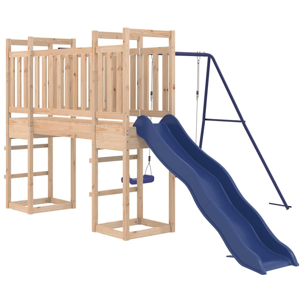 vidaXL Parque Infantil de Exterior Madera Maciza de Pino, Juego de Columpios de jardín, casa de Juegos con Columpio, Juego de Columpio y tobogán