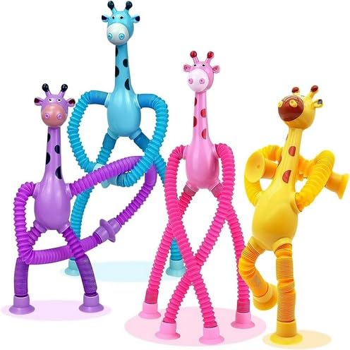 4 Pieces LED Telescopic Suction Cup Toy for Kids, Shape Changing Telescopic Tube Fidget Toys, Pop Tubes, Fidget Tubes Sensory Toys for Kids, Girls & Boys - Multicolor (B0D1CJFX47) Amazon Price History, Amazon Price Tracker