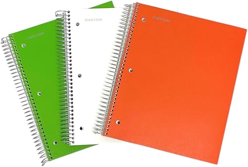 Miniatura 8 de Mintra Office Cuadernos de espiral duraderos, paquete de 3 materias (lavanda, salmón, salvia, rayado universitario) Lavanda/Salmón/Sage College