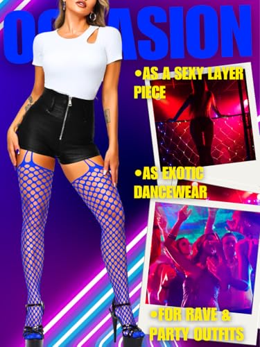 Image of EHSUYAB Women Sexy Fishnet Tights, Cutout Suspender Pantyhose Stockings Lingerie, Music Festival Rock Rave Outfits Party Club