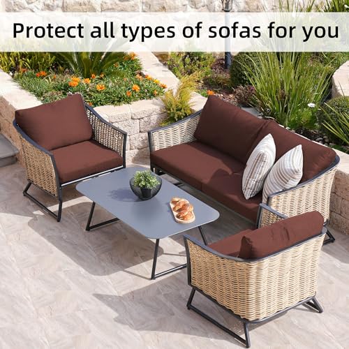 Image of 8Pcs Stretch Patio Cushion Covers,Outdoor Couch Covers Replacement,Outdoor Couch & Sofa Slipcovers,for Patio Furniture Cushion Covers,Washable Reusable Furniture Protector (Light Coffee,Cover Only)
