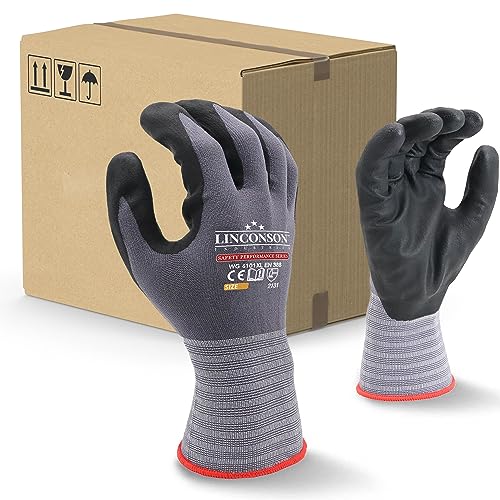linconson 6 Pack Flexible Spandex Knit With Nitrile Micro-Foam Palm Construction & Mechanics Safety Work Gloves